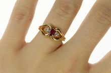 Load image into Gallery viewer, 14K Oval Ruby Diamond Accent Engagement Ring Size 6.75 Yellow Gold