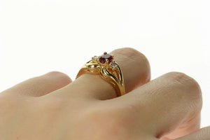 14K Oval Ruby Diamond Accent Engagement Ring Size 6.75 Yellow Gold