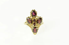 Load image into Gallery viewer, 14K Ornate Garnet Elaborate Cluster Chevron Ring Size 6 Yellow Gold