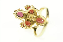 Load image into Gallery viewer, 14K Ornate Garnet Elaborate Cluster Chevron Ring Size 6 Yellow Gold