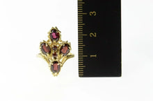 Load image into Gallery viewer, 14K Ornate Garnet Elaborate Cluster Chevron Ring Size 6 Yellow Gold