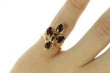 Load image into Gallery viewer, 14K Ornate Garnet Elaborate Cluster Chevron Ring Size 6 Yellow Gold