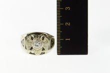 Load image into Gallery viewer, 18K Art Deco Masonic 0.21 Ct Diamond Men&#39;s Ring Size 10 White Gold