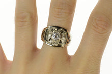 Load image into Gallery viewer, 18K Art Deco Masonic 0.21 Ct Diamond Men&#39;s Ring Size 10 White Gold