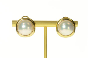 14K 1960's Classic Pearl Statement French Clip Earrings Yellow Gold