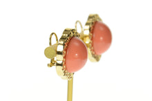 Load image into Gallery viewer, 14K Retro Puffy Syn. Coral Flower Scalloped Clip Earrings Yellow Gold