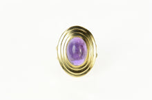 Load image into Gallery viewer, 14K Ornate Amethyst Cabochon Retro Cocktail Ring Size 5.25 Yellow Gold