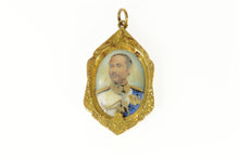 Load image into Gallery viewer, 22K Victorian Hand Painted King Rama V Ceramic Pendant Yellow Gold