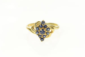 14K Marquise Cluster Sapphire Statement Ring Size 6.25 Yellow Gold
