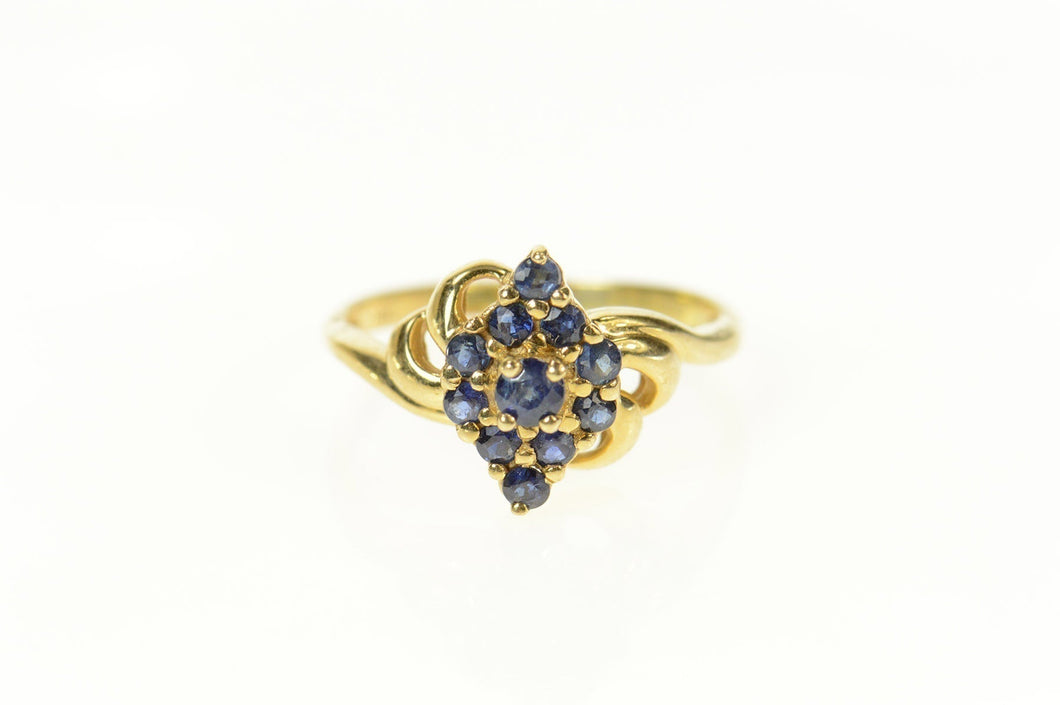 14K Marquise Cluster Sapphire Statement Ring Size 6.25 Yellow Gold