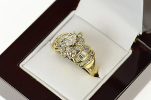 10K 1.55 Ctw Marquise Diamond Halo Engagement Ring Size 9.75 Yellow Gold