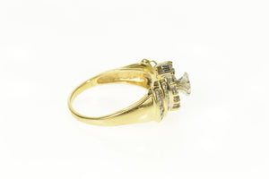 10K 1.55 Ctw Marquise Diamond Halo Engagement Ring Size 9.75 Yellow Gold