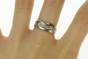 14K Men's Squared Classic Diamond Wedding Band Ring Size 8.25 White Gold