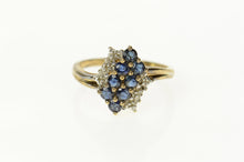 Load image into Gallery viewer, 10K Squared Diagonal Sapphire Diamond Bypass Ring Size 7.25 Yellow Gold
