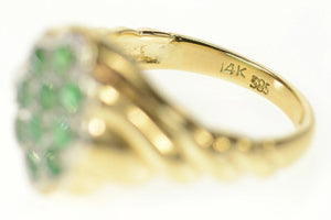14K 0.30 Ctw Emerald Retro Twist Statement Ring Size 6.25 Yellow Gold
