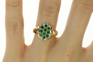 14K 0.30 Ctw Emerald Retro Twist Statement Ring Size 6.25 Yellow Gold