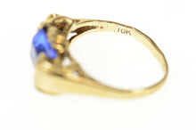 Load image into Gallery viewer, 10K 1930&#39;s Ornate Sim. Sapphire Scroll Statement Ring Size 4.25 Yellow Gold