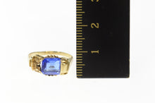 Load image into Gallery viewer, 10K 1930&#39;s Ornate Sim. Sapphire Scroll Statement Ring Size 4.25 Yellow Gold
