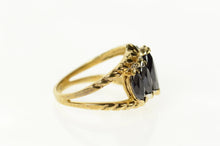 Load image into Gallery viewer, 14K Marquise Black Onyx Diamond Statement Ring Size 6.75 Yellow Gold