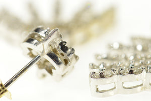 14K 0.75 Ctw Fanned Diamond Cluster Dangle Earrings White Gold