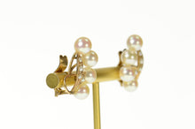 Load image into Gallery viewer, 14K Retro Pearl Floral Classic Clip Back Earrings Yellow Gold