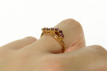 Load image into Gallery viewer, 14K Wavy Ruby Infinity Symbol Band Statement Ring Size 6.25 Yellow Gold