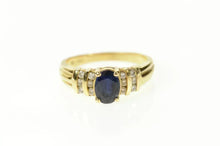 Load image into Gallery viewer, 14K Oval Sapphire Diamond Accent Classic Ring Size 6.25 Yellow Gold