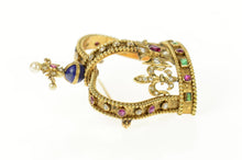 Load image into Gallery viewer, 14K Encrusted Victorian Diamond Ruby Crown Pin/Brooch Yellow Gold