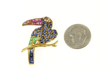 Load image into Gallery viewer, 18K Sapphire Diamond Ruby Emerald Parrot Pin/Brooch Yellow Gold