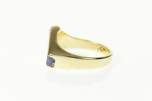 Load image into Gallery viewer, 14K Lapis Lazuli Inlay Squared Retro Statement Ring Size 8.25 Yellow Gold