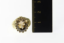 Load image into Gallery viewer, 14K Oval Smoky Quartz Ornate Cocktail Statement Ring Size 6.5 Yellow Gold