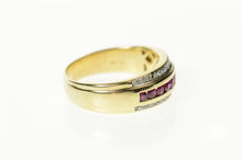 Load image into Gallery viewer, 14K Tiered Diamond Ruby Classic Wedding Band Ring Size 7.25 Yellow Gold