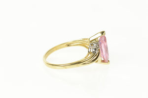 10K Pink Cubic Zirconia Diamond Accent Bypass Ring Size 6 Yellow Gold