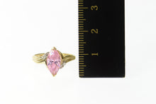 Load image into Gallery viewer, 10K Pink Cubic Zirconia Diamond Accent Bypass Ring Size 6 Yellow Gold
