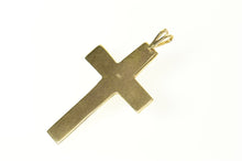 Load image into Gallery viewer, 14K Round Blue Topaz Classic Cross Christian Pendant Yellow Gold