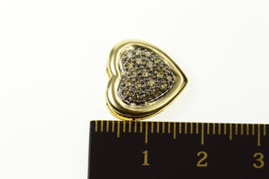 14K Pave Fancy Diamond Heart Love Symbol Pendant Yellow Gold