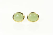 Load image into Gallery viewer, 14K Oval Jadeite Cabochon Classic Stud Earrings Yellow Gold