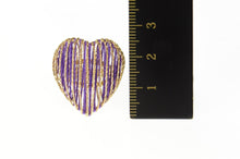 Load image into Gallery viewer, 14K Rounded Purple Accent Lattice Puffy Heart Ring Size 6.25 Yellow Gold