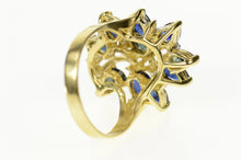 Load image into Gallery viewer, 14K Pear Natural Sapphire Diamond Accent Cocktail Ring Size 10 Yellow Gold