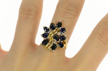 Load image into Gallery viewer, 14K Pear Natural Sapphire Diamond Accent Cocktail Ring Size 10 Yellow Gold