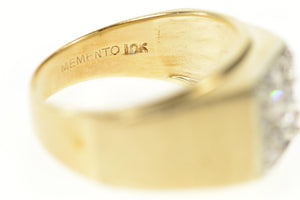 10K 1/3 Ctw Squared Retro Men's Diamond Wedding Ring Size 9.75 Yellow Gold