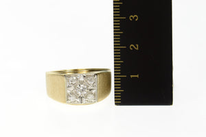 10K 1/3 Ctw Squared Retro Men's Diamond Wedding Ring Size 9.75 Yellow Gold