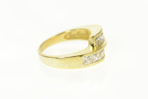 14K Princess Channel Bypass Statement Ring Size 5.75 Yellow Gold