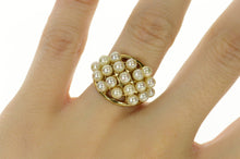 Load image into Gallery viewer, 14K Retro Domed Pearl Cluster Statement Band Ring Size 6.5 Yellow Gold