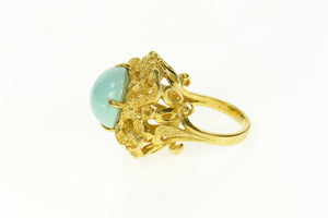 18K Retro Grooved Ribbon Squared Turquoise Ring Size 6.25 Yellow Gold
