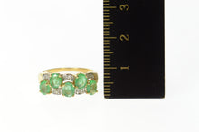 Load image into Gallery viewer, 14K Wavy Emerald Diamond Statement Band Ring Size 7 Yellow Gold