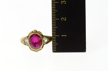 Load image into Gallery viewer, 10K 1940&#39;s Ornate Syn. Ruby CZ Statement Ring Size 6.5 Yellow Gold