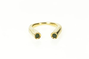 14K Natural Emerald Curved Floating Statement Ring Size 3.75 Yellow Gold