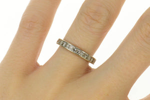 14K 0.60 Ctw Princess Diamond Wedding Band Ring Size 7.5 White Gold