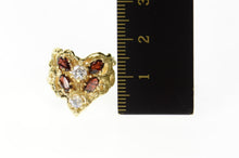 Load image into Gallery viewer, 14K Retro Chevron Textured Garnet CZ Statement Ring Size 4.25 Yellow Gold